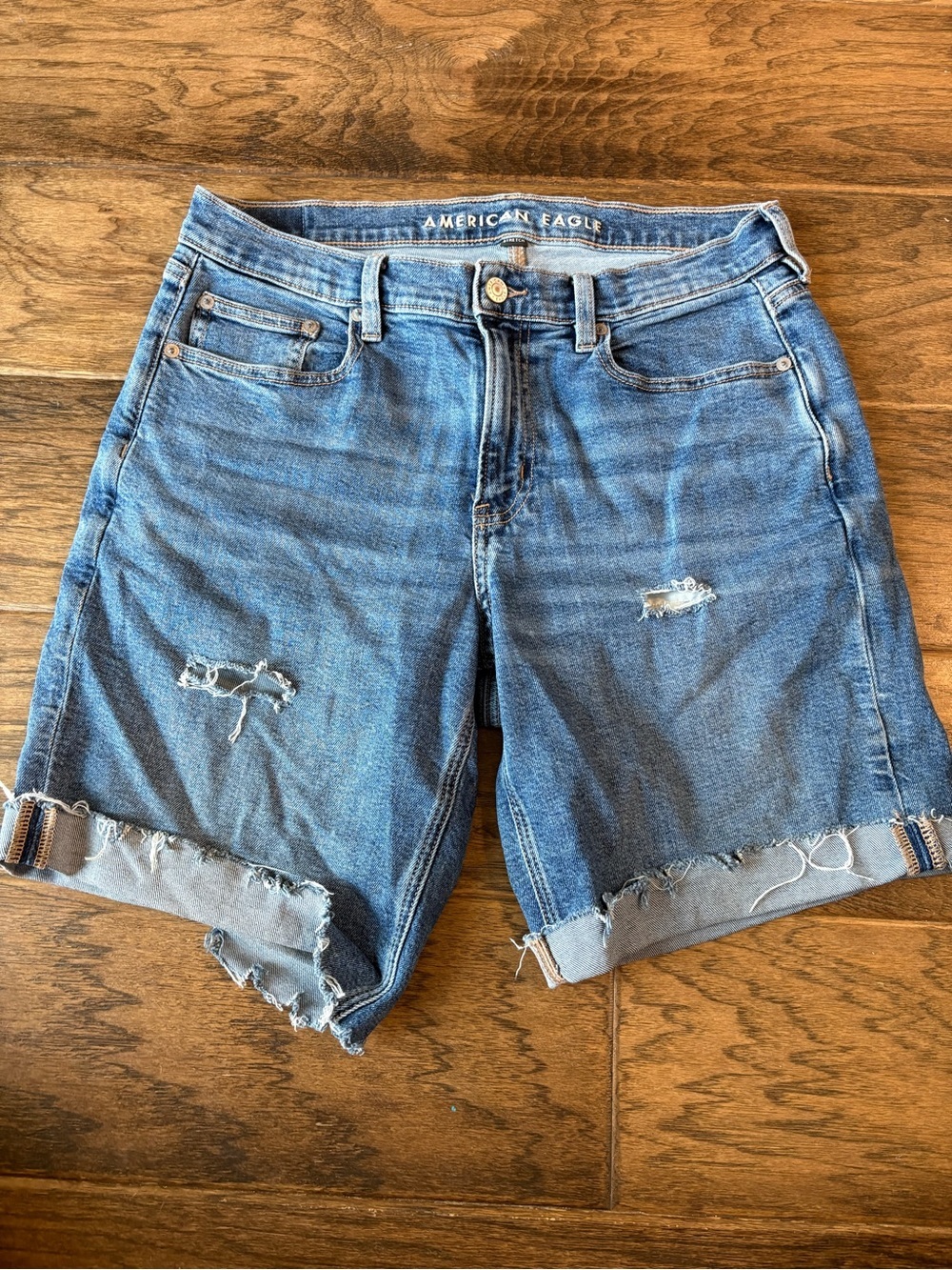 American Eagle Outfitters Distressed Light Blue Jean Shorts